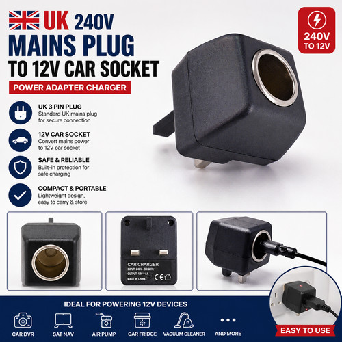 240v mains plug 12v car - to,