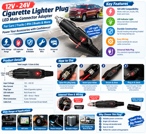 12v 24v car cigarette - 12v,